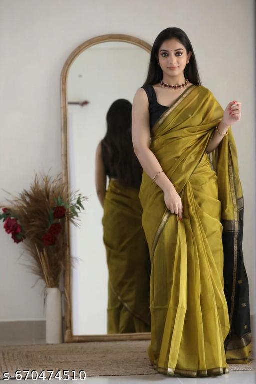 Pretty Cotton Silk Saree With Charming Blouse Piece - NJORA LUXURY FASHION
