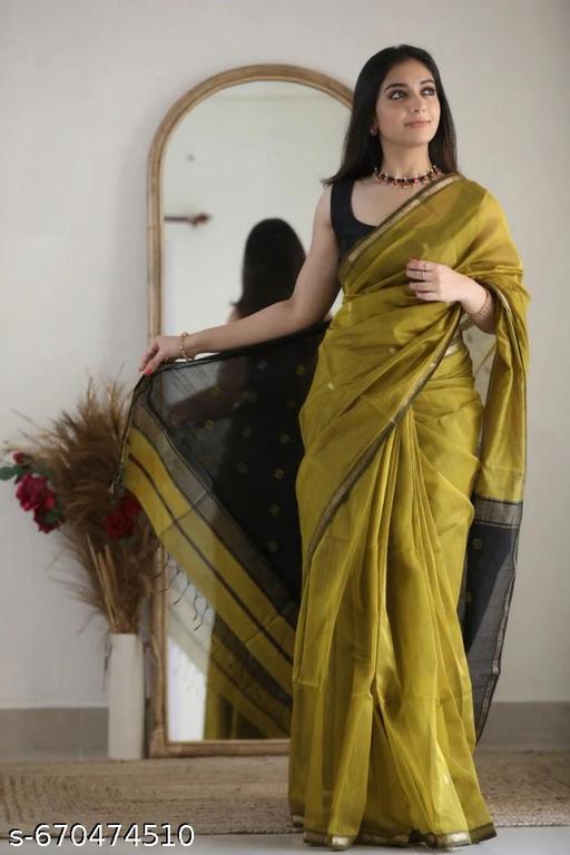 Pretty Cotton Silk Saree With Charming Blouse Piece - NJORA LUXURY FASHION