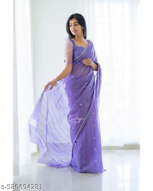 Lavender Banarasi Soft Semi Silk Saree With Blouse Piece For Womens - NJORA LUXURY FASHION