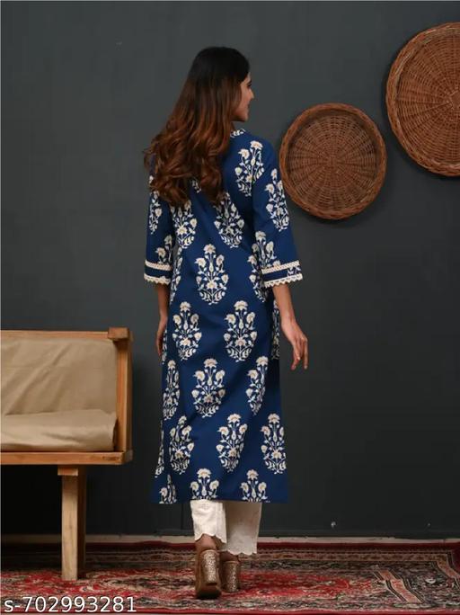 HN BLUE LACE | Printed Kurti For Festivals | Women Printed Kurta | New Kurti | Stylish Kurti | Party Wear | Women Latest Kurti | Women Rayon Floral Printed Straight Kurti/Kurta - NJORA LUXURY FASHION