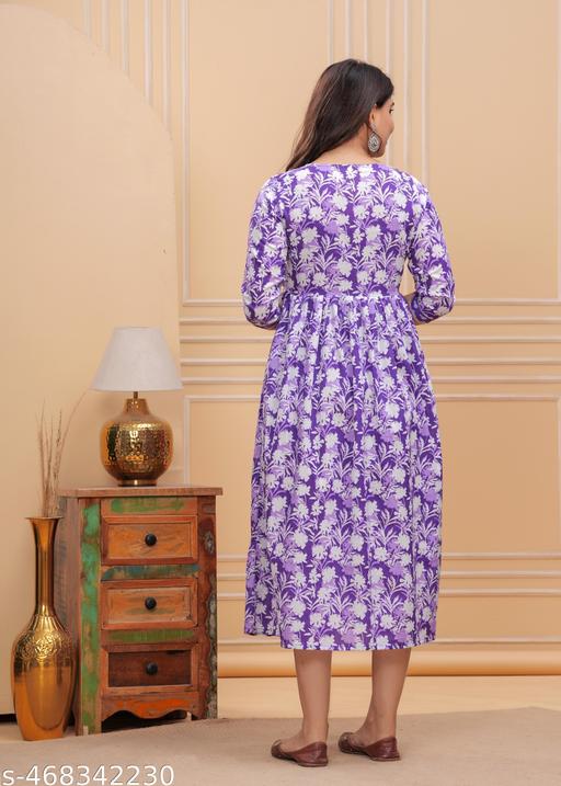  WOMENS COTTON PRINTED KURTI/MATERNITY GOWN/Printed Maxi Dress/Printed Midi dress/Anarkali kurties - NJORA LUXURY FASHION
