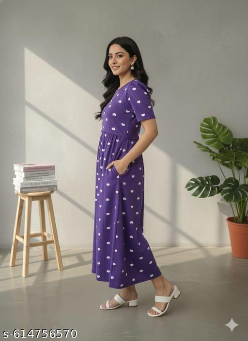Zipless Feeding Maternity Maxi for Women | Cotton Nursing Nighty - NJORA LUXURY FASHION