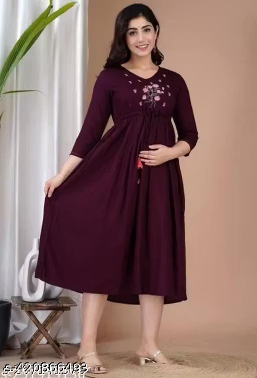 Feeding Maternity Kurti Both Side Zip Anarkali Kurta & Kurtis Zipper dress Beautiful Embroidery - NJORA LUXURY FASHION