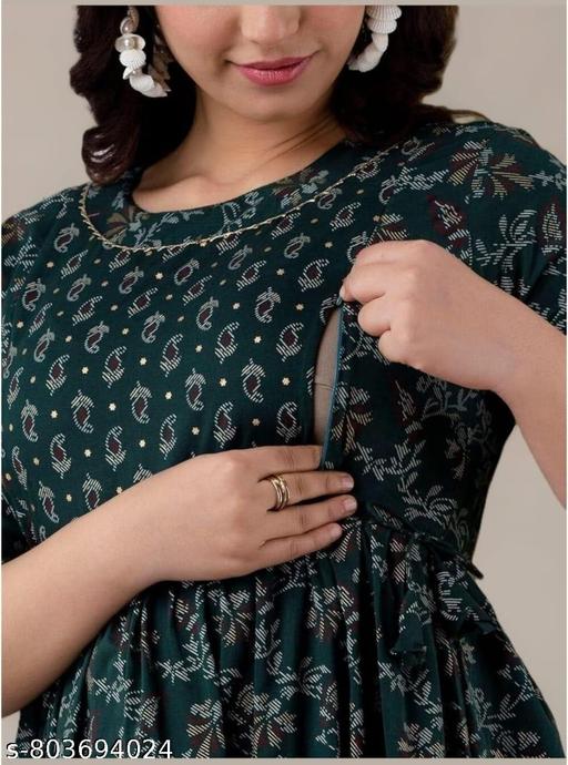 Maternity Gown with Dual Zippers for Feeding | Pregnancy Dress | Baby Shower Special Trendy Matinity / Lovely Matinity / Feeding Kurtis/Fashionable Maternity/Sensational Maternity/Metanityi / Metinity/Pregnancy Kurti / Feeding Zip Kurti / Women Feeding Zip Maternity Pack of 3 - NJORA LUXURY FASHION