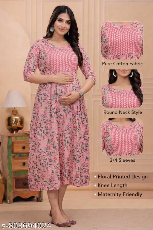Maternity Gown with Dual Zippers for Feeding | Pregnancy Dress | Baby Shower Special Trendy Matinity / Lovely Matinity / Feeding Kurtis/Fashionable Maternity/Sensational Maternity/Metanityi / Metinity/Pregnancy Kurti / Feeding Zip Kurti / Women Feeding Zip Maternity Pack of 3 - NJORA LUXURY FASHION