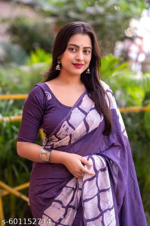 Latest Festive Saree Collection  II Handprinted Ikkat Pure Cotton Mul Mul Saree With Matching Unstitched Blouse - NJORA LUXURY FASHION