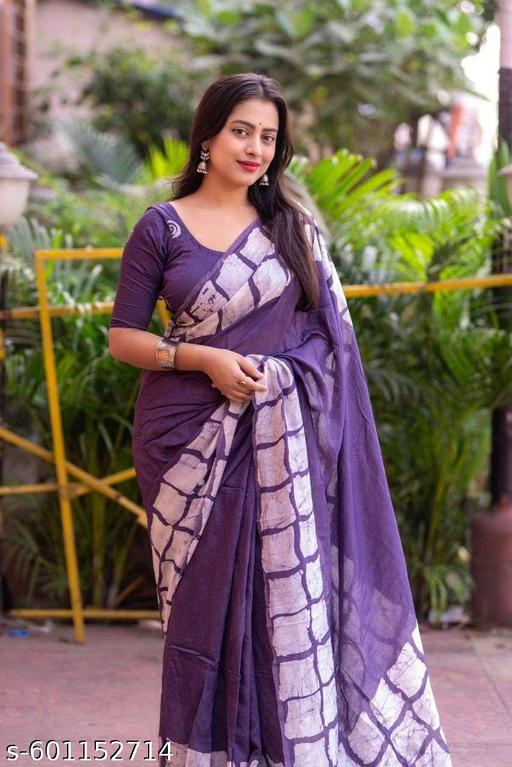 Latest Festive Saree Collection  II Handprinted Ikkat Pure Cotton Mul Mul Saree With Matching Unstitched Blouse - NJORA LUXURY FASHION