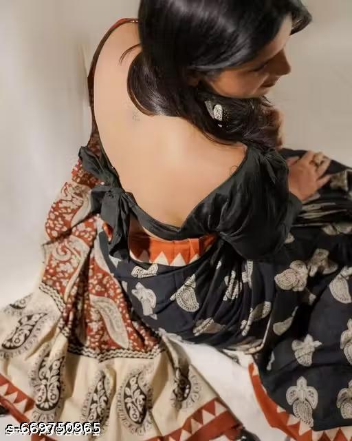 Mul Cotton Hand Block Printed Saree - NJORA LUXURY FASHION