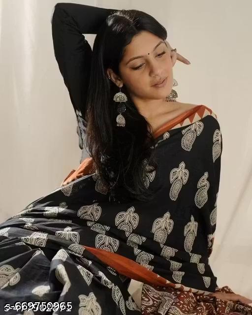 Mul Cotton Hand Block Printed Saree - NJORA LUXURY FASHION