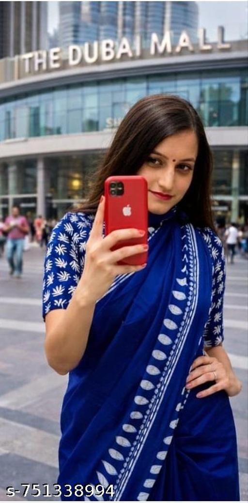 Lattest Pure Cotton Mulmul Bagru Hand Block Print Saree with Blouse | Jaipur Rajasthani Printed Summer Daily Wear Saree - NJORA LUXURY FASHION
