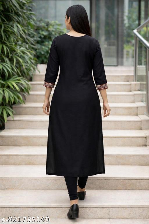 Women's Pure Black  Cotton blend stylish kurti  - NJORA LUXURY FASHION