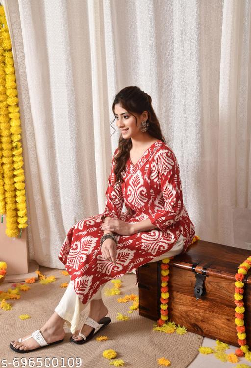  EMB IKAT MAROON YOK KURTA - NJORA LUXURY FASHION