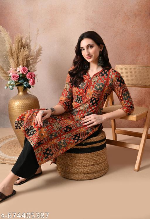 KALI MAROON CHECKS STRAIGHT KURTA - NJORA LUXURY FASHION