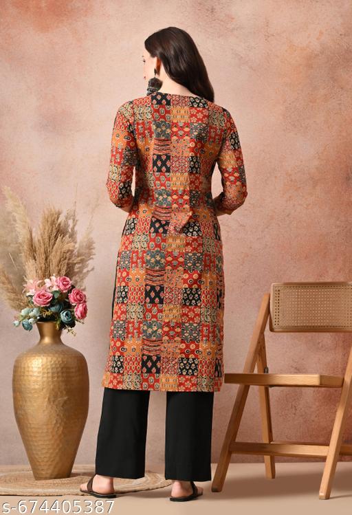 KALI MAROON CHECKS STRAIGHT KURTA - NJORA LUXURY FASHION