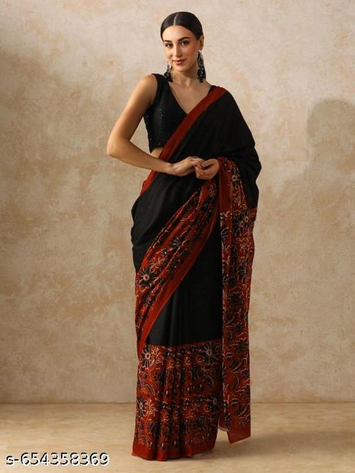 Bagru Ajrakh Hand Block Printed Summer Wear Soft Cotton Mulmul Saree With Blouse - NJORA LUXURY FASHION