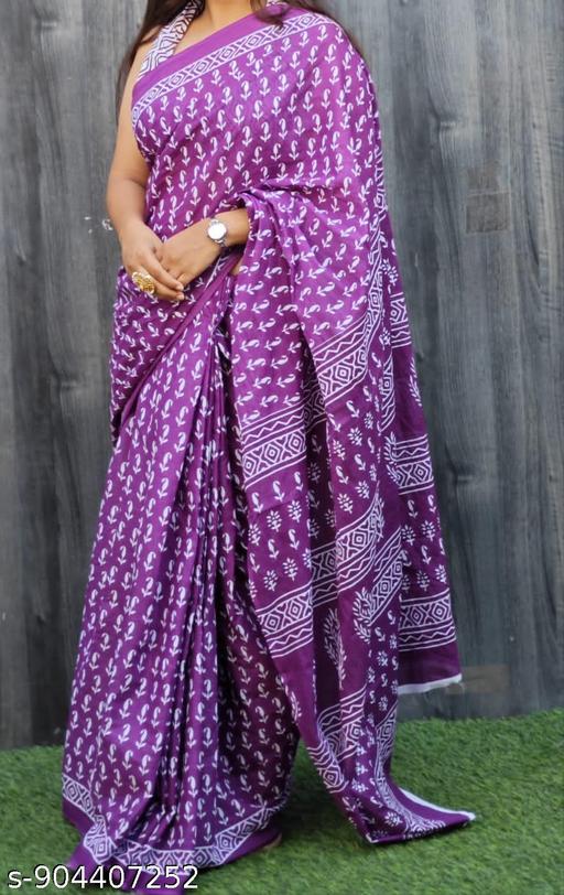 Jaipuri Hand Block Printed Soft Cotton Mulmul Saree ,latest cotton mulmul saree,Sanganeri Cotton Malmal Saree, Bagru Cotton Saree, Batic / Batik Print Cotton saree In Super Fine 92*80 Fabric Quality With Attached Blouse Piece for Woman - NJORA LUXURY FASHION