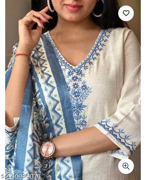 Womens Ethnic Embroidery Top Pant And Dupatta Set - NJORA LUXURY FASHION