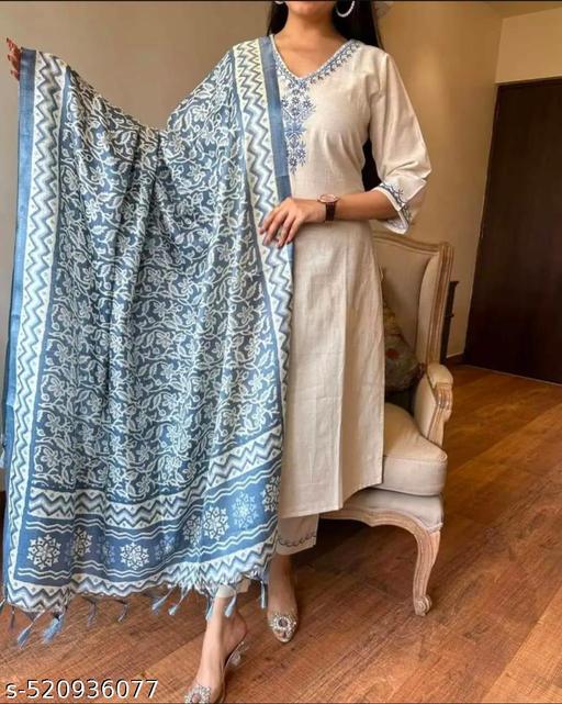 Womens Ethnic Embroidery Top Pant And Dupatta Set - NJORA LUXURY FASHION