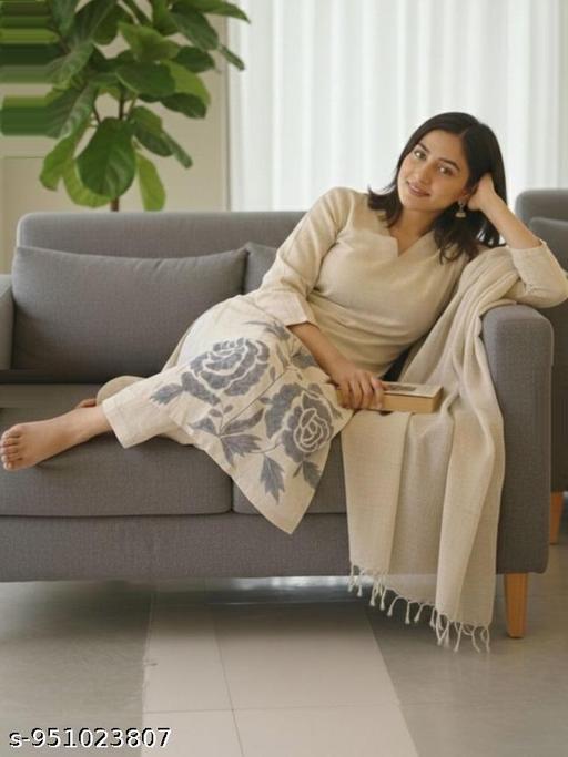 Designer Women Cotton Straight Embrodered Kurti Pant Dupatta Set - NJORA LUXURY FASHION