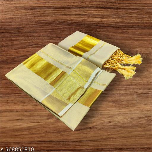 Tissue Settu mundu 3"inch With Kunjam - NJORA LUXURY FASHION