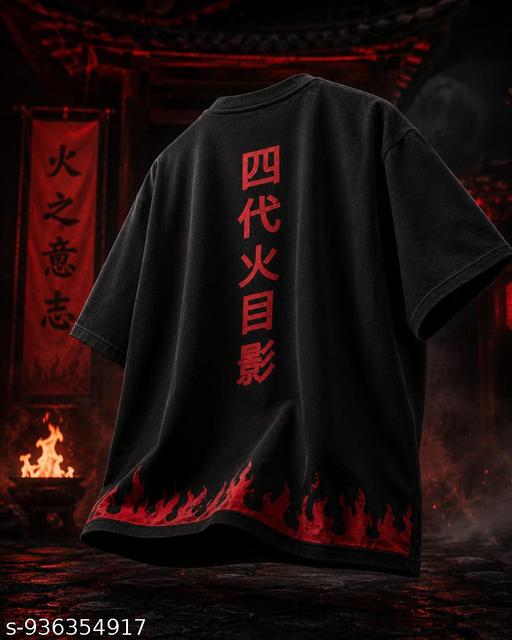 Men Black Oversized Anime T-Shirt for Men | Anime Spirit Back Print | Down Drop Shoulder Cotton Tshirt for men - Home