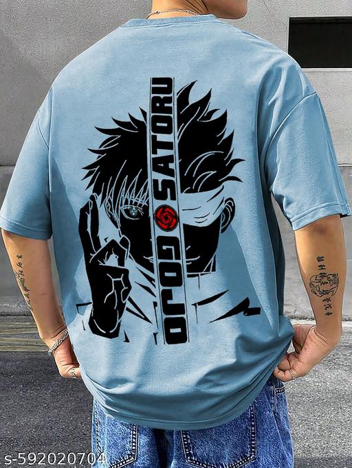 Men'S Printed Typography Round Neck OVERSIZED T-Shirt - Home