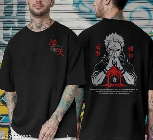 MENS OVERSIZE TSHIRT | RYOMEN SUKUNA | JUJUTSU KAISEN | LOOSE & BAGGY FIT | HALF SLEEVE ANIME ROUND NECK TSHIRT - Home