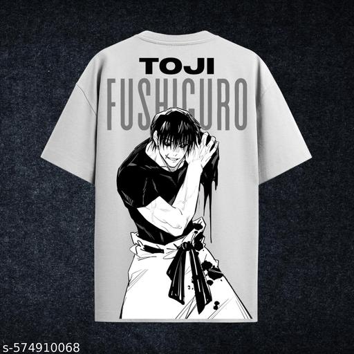 Anime India Jujutsu Kaisen Toji Fushiguro Cotton Oversized Round Neck Graphic Print Unisex T-shirt for Men and Women - Home