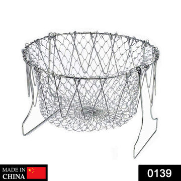 Foldable Stainless Steel Chef Strainer Basket - 12 in 1 Kitchen Tool