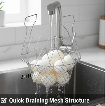 Foldable Stainless Steel Chef Strainer Basket - 12 in 1 Kitchen Tool - offerbuy
