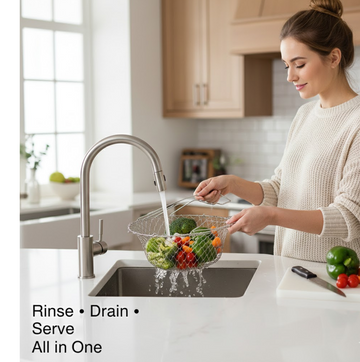 Foldable Stainless Steel Chef Strainer Basket - 12 in 1 Kitchen Tool - offerbuy