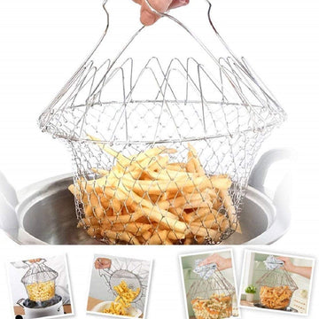 Foldable Stainless Steel Chef Strainer Basket - 12 in 1 Kitchen Tool - offerbuy
