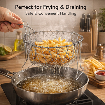 Foldable Stainless Steel Chef Strainer Basket - 12 in 1 Kitchen Tool - offerbuy