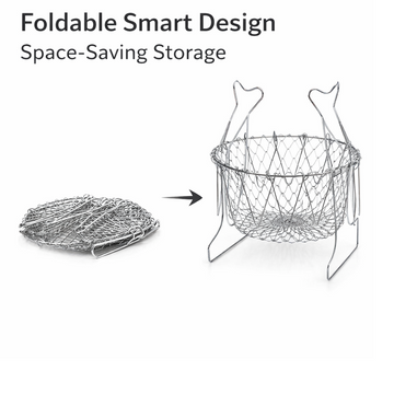Foldable Stainless Steel Chef Strainer Basket - 12 in 1 Kitchen Tool - offerbuy