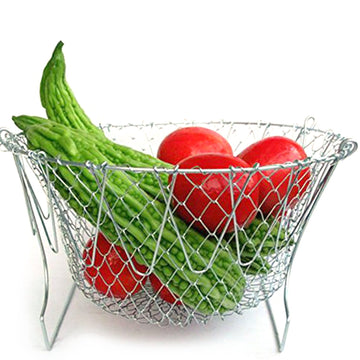 Foldable Stainless Steel Chef Strainer Basket - 12 in 1 Kitchen Tool - offerbuy