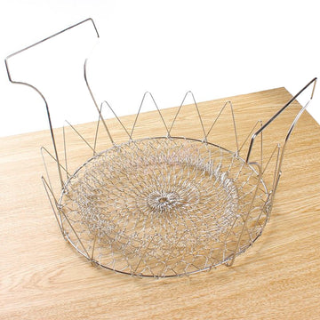 Foldable Stainless Steel Chef Strainer Basket - 12 in 1 Kitchen Tool - offerbuy