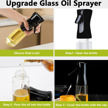 Glass Premium Oil Spray Bottle 300ml - Fine Mist Dispenser - offerbuy