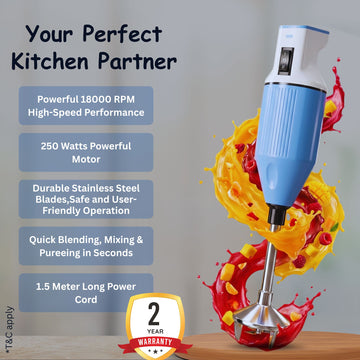 ZADAP RHB-121 250W Hand Blender | Dual Hot & Cold Blending (Blue) - offerbuy