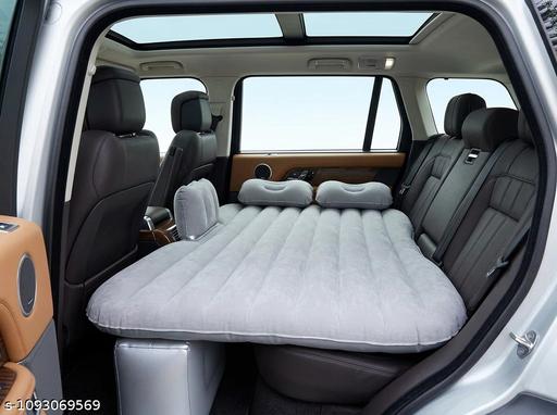 Portable Inflatable Car Air Mattress Bed with Electric Pump and Pillows – Universal Backseat Travel Sleeping Pad for Camping, Road Trips, and Long Drives (Grey)    - offerbuy