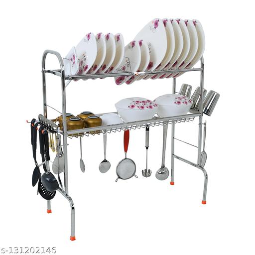 WINSTAR Stainless Steel Over Sink Dish Drainer Rack | Space Saving Dish Drying Rack | Plate Cutlery Stand | Kitchen Utensil Rack | Kitchen Organizer (30 x 28 inches) - offerbuy