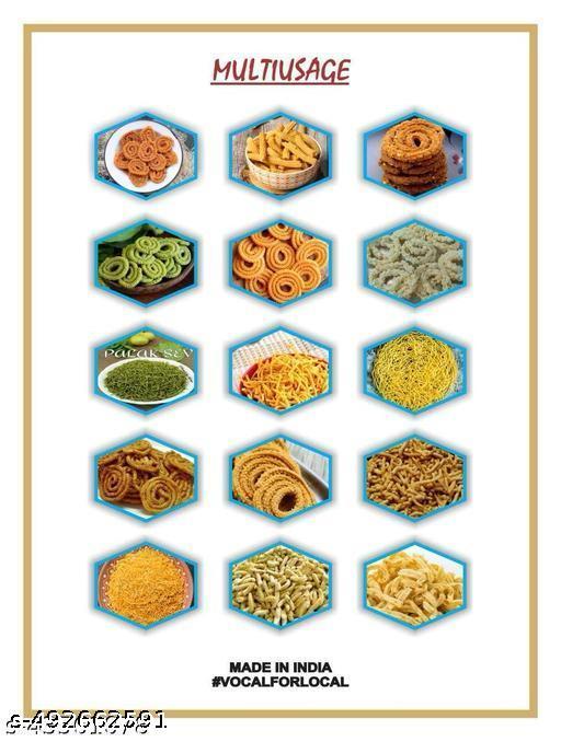 Stainless Steel KitchenPress with 15 Different Types of Jalies ||MurukkuMaker || BhujiyaMaker || NoodlesCookies ||NamkeenChakaliMaker || SevMaker || FarsanMaker || GathiyaMaker Silver - offerbuy