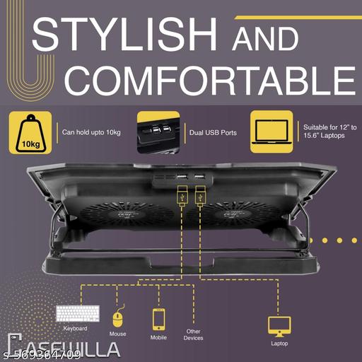 Laptop CoolIing Stand Ergonomic # Adjustable Height # 2 USB Ports # 2 Fan Cooling Pad - offerbuy
