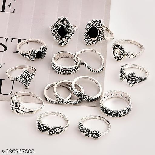 Fashion Latest Stylish silver plated Finger Rings for Women and Girls combo - Pathoos 