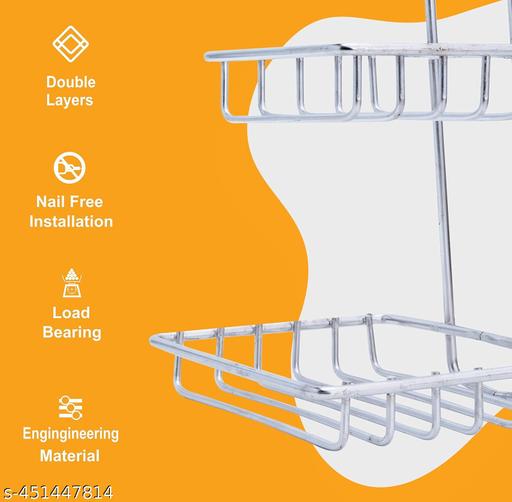  Moxstar Soap Dish Holder Self Adhesive Wall Mounted Soap Sponge Holder Stainless Steel Storage Saver Rack for Home Kitchen Bathroom Shower (2 Layer Shop Holder) - Pathoos 