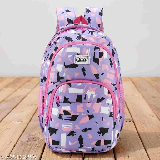 Stylish Purple Printed School Backpack for Girls | Lightweight Waterproof Kids Bag with Bottle Pocket & Multiple Compartments |  Casual Travel Bag - Pathoos 