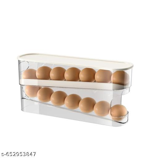 Automatic Rolling Egg Storage Box for Fridge – Transparent Egg Holder with Sliding Design (14–15 Eggs Capacity) - Pathoos 