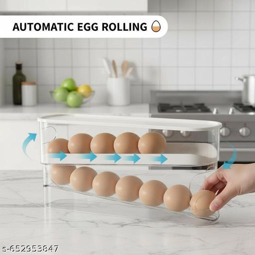 Automatic Rolling Egg Storage Box for Fridge – Transparent Egg Holder with Sliding Design (14–15 Eggs Capacity) - Pathoos 