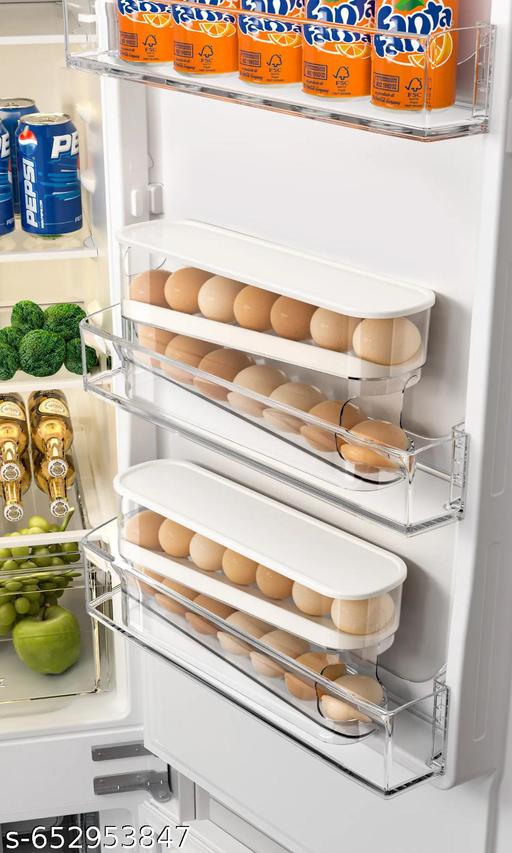 Automatic Rolling Egg Storage Box for Fridge – Transparent Egg Holder with Sliding Design (14–15 Eggs Capacity) - Pathoos 