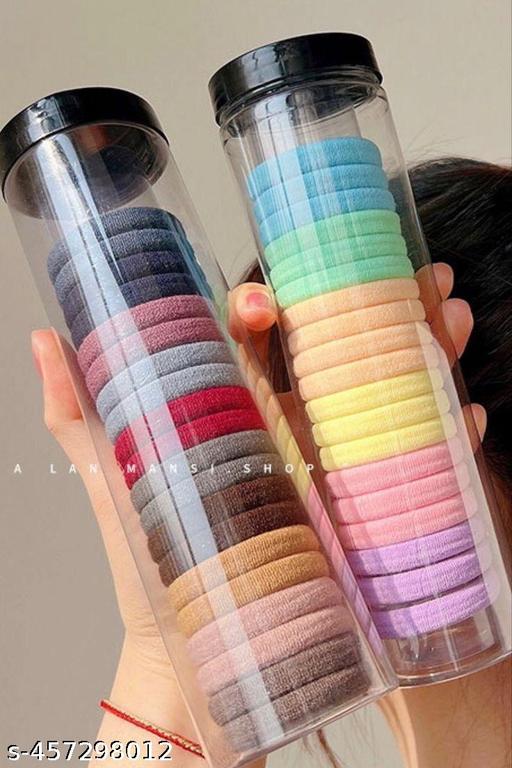 60PCS Elastic Hair Ties, Seamless Hair Band, Ponytail Holder No Crease Damage, Elastic Cotton Bands for Women's Hair, Hair Scrunchies for Thick Thin Hair, Hair Accessories for Women (RANDOM COLOUR) - Piktocart