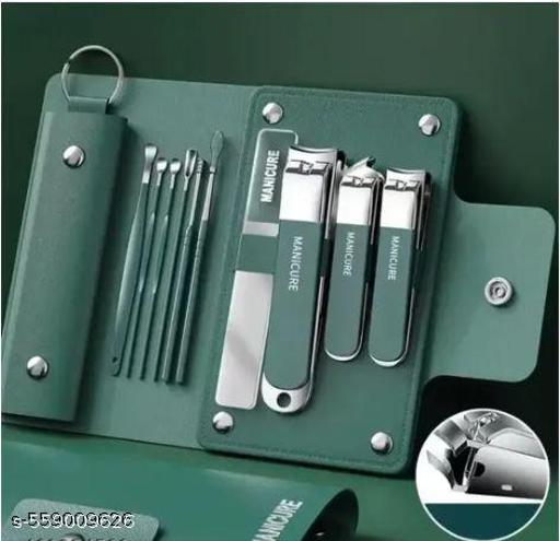 Stainless Steel Nail Clippers 10 in 1 set, Anti-splash Nail Clippers For Home Manicure,Ear Pick, Ear Spoon Portable Nail Clippers set for Women and Men (Pack of 1, Dark Green) - Piktocart